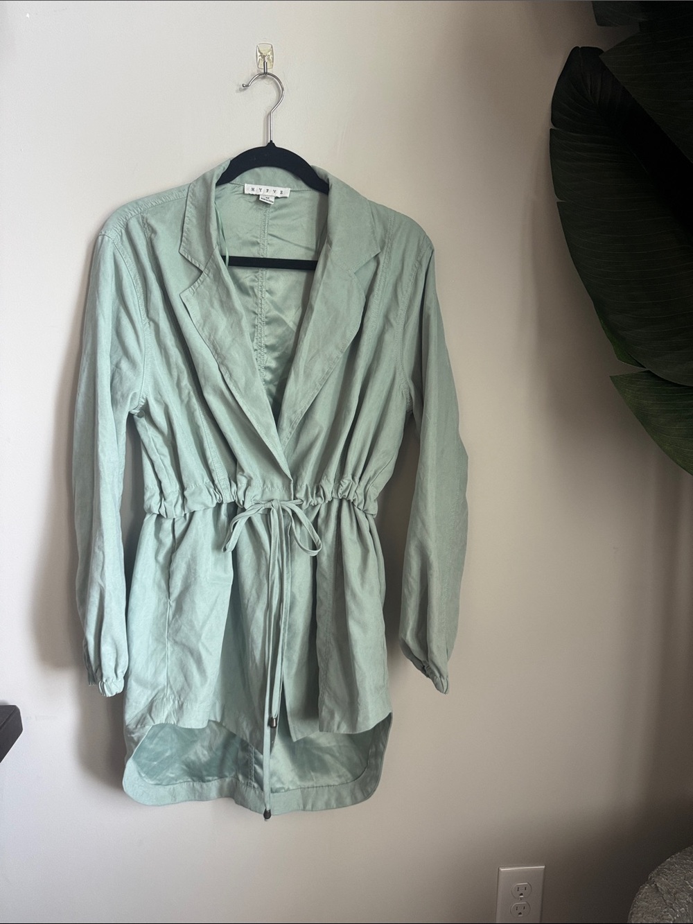 HYFVE Sage Green Drawstring Waist Blazer Jacket